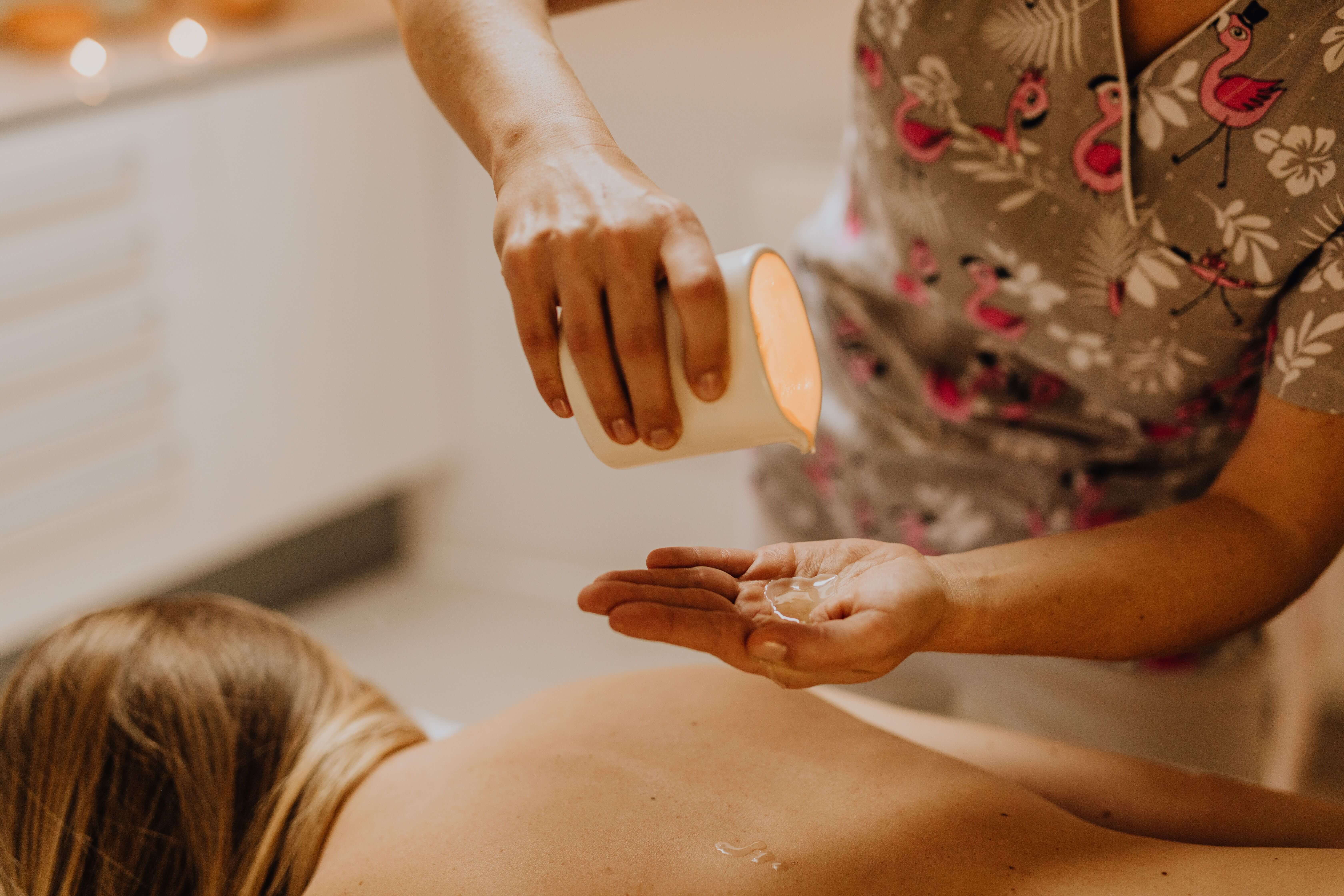 Swedish massage with oil on the back